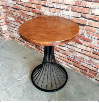 Bàn cafe tròn chân loa kèn mặt gỗ (LA-T013)