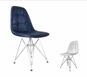 Ghế mặt nệm đóng nút chân xi mạ Eames ( LA-C006)