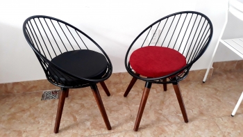 Ghế nón sắt chân gỗ  ( LA-C039)