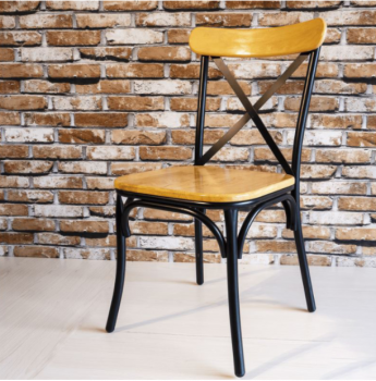 Ghế tựa X mặt gỗ cao su phủ vân sồi ( LA-C048)